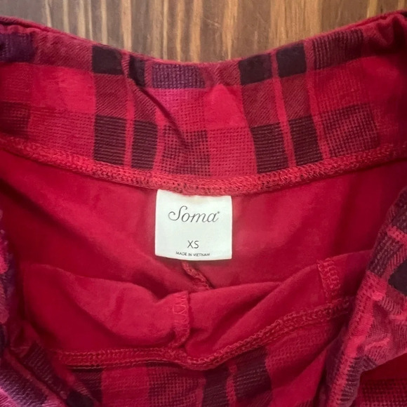 SOMA Embraceable Pajama Shorts Red/Black Plaid Peace and Joy - Picture 4 of 4